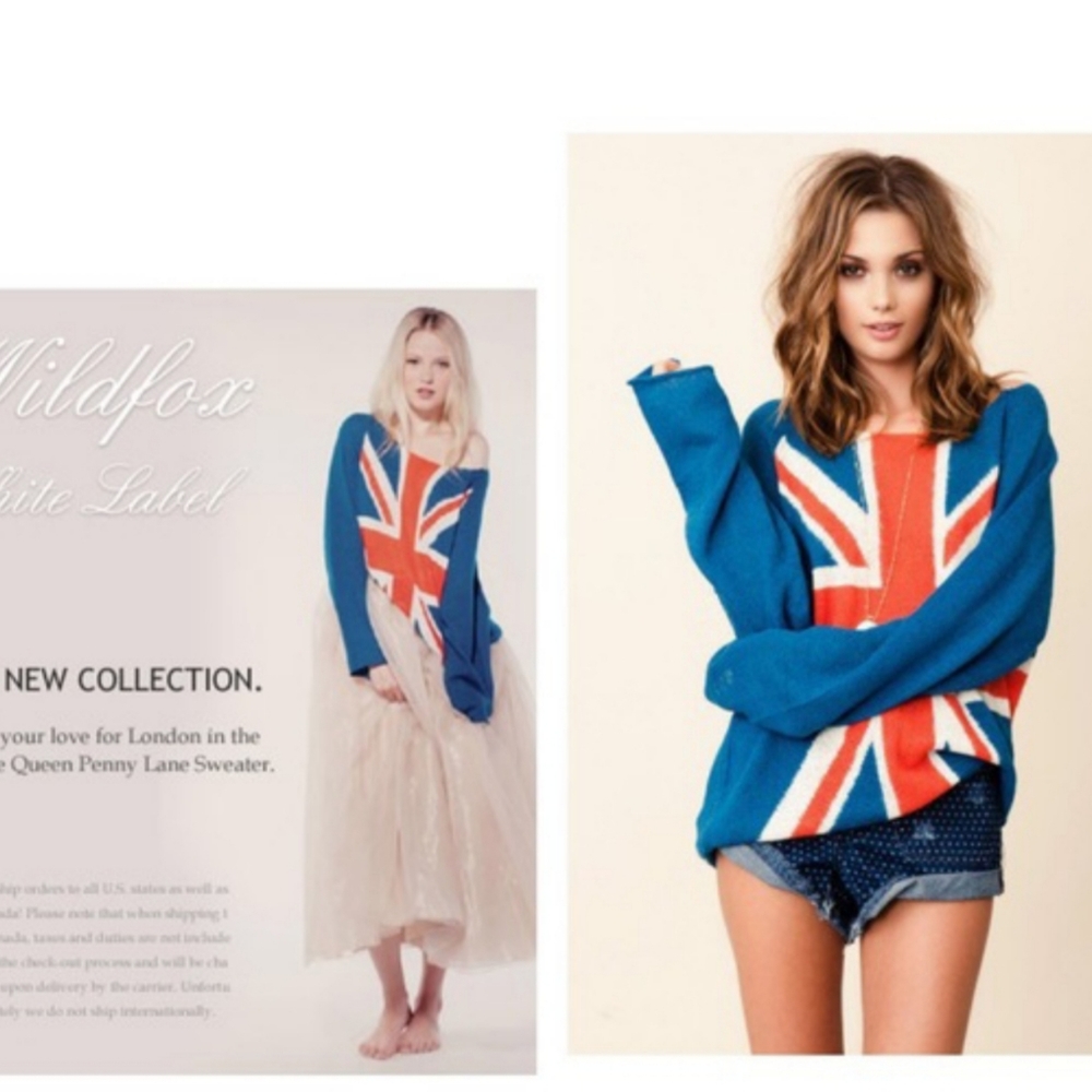 Wildfox save the queen long sleeve sweater